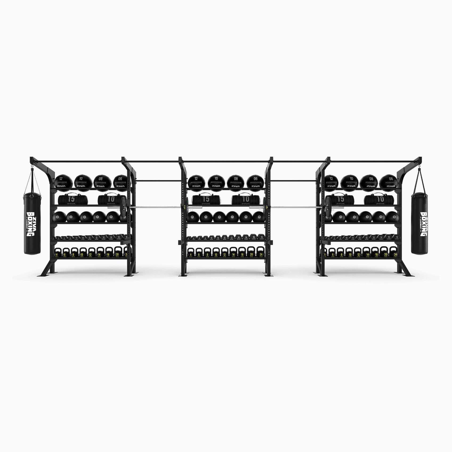 XP FLOOR-MOUNTED 3 X FUNCTIONAL RACKS + 2 X SQUAT BAYS