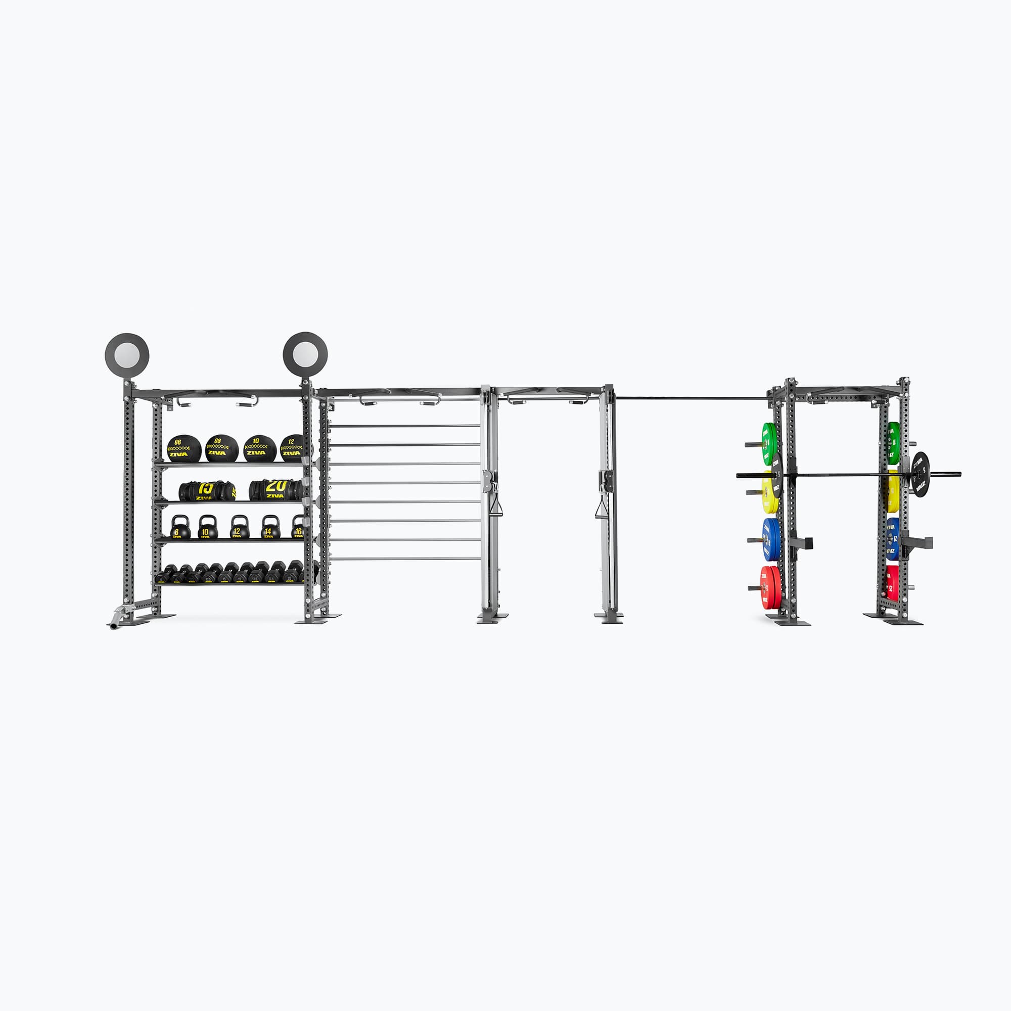 XP WALL STORAGE RACK + TRAINING BARS + XP WALL CABLE + SINGLE PULL UP BAR + XP WALL HALF RACK